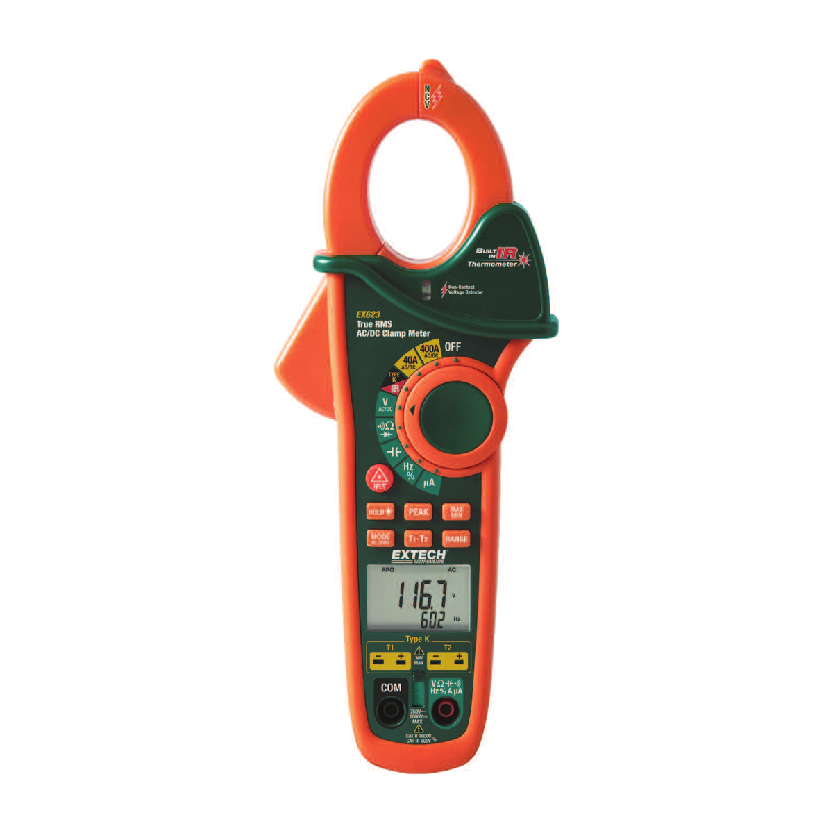 EXTECH EX613 — Pince multimetre AC/DC double entree 400A + NCV